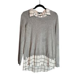 Adrianna Papell Peter Pan Collar Stylish Twofer Sweater Blouse 90s Academia | M